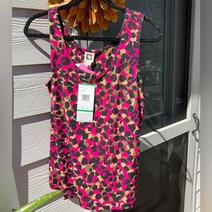 NWT Anne Klein Hot Pink Tan Black Leopard Tank Size L